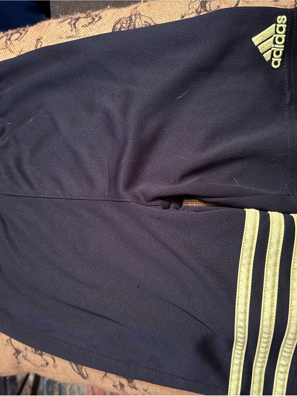 adidas Toddler 4T Navy/Yellow Mesh Athletic Shorts Elastic Waist 3-Stripes